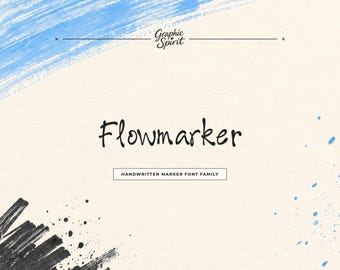 Flowmarker Casual Hand-Drawn Marker Family Font for playful branding, posters, notes, social graphics
