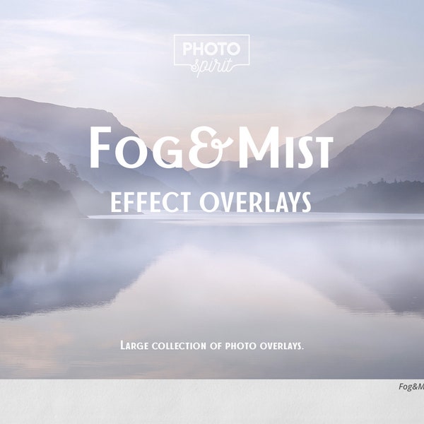 Fog&Mist Effect Overlays with action for Photoshop. Haze texture, photo design, style, art.