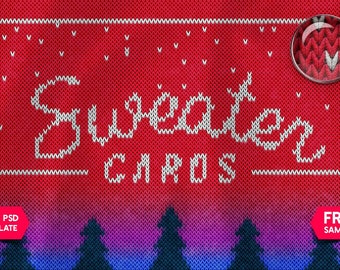 CHRISTMAS SWEATER Template for Adobe Photoshop - Knitted Effect, Sweater Texture, Knitted Pattern,  Photoshop Action, Smart Layer.