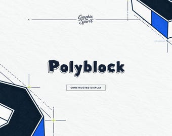 Polyblock Constructed Geometric Block Family Font for modular branding, packaging, games, posters