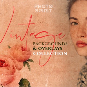 Vintage Backgrounds & Overlays Retro Textures Photoshop Effect, Floral Paper Card Clipart Images Instant Download