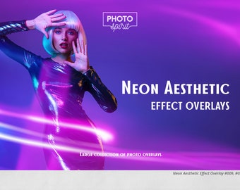 Neon Effect Photo Overlays for Photoshop (JPG, ATN, PDF)
