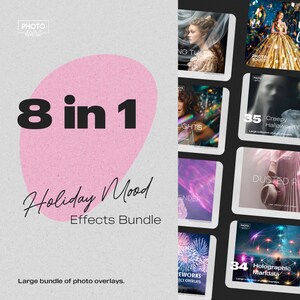 Urlaubs Stimmung Effekte Bundle, Konfetti Overlay, Feuerwerk, Party Lichter, Halloween Geister, Lavendel und Rosen Effekt, Hochzeit Tüll