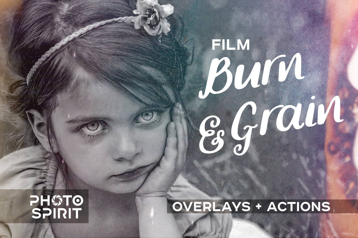 Film Burn & Grain Photoshop Overlays: Photo Effects (Digital Download)