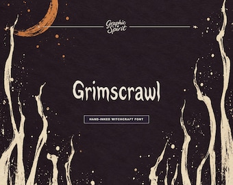 Grimscrawl Hand-Inked Witchcraft Display Font for grimoires, potion labels, Halloween graphics, book covers