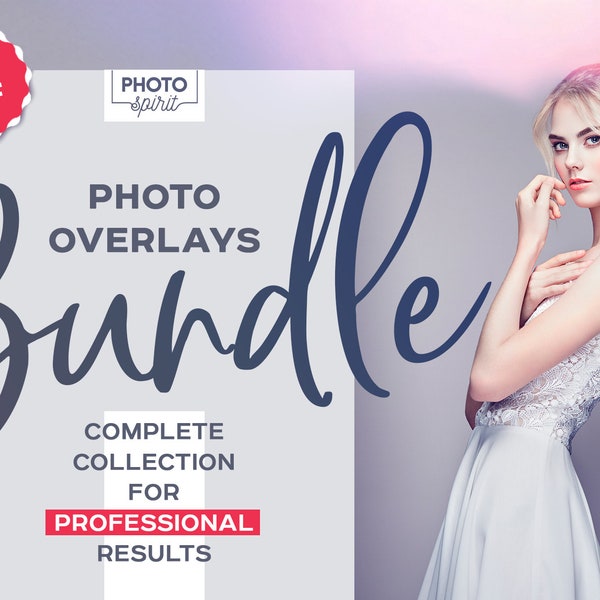 PHOTO OVERLAYS BUNDLE Photoshop Actions - Package of Premium Overlays in Jpg + quick Actions, Photo Collection, Textures