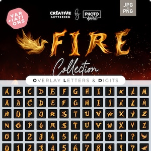 May include: A collection of fire overlay letters and digits. The letters and digits are in a fiery orange and yellow colour. The letters and digits are in a bold, stylised font. The letters and digits are arranged in alphabetical order. The letters and digits are on a black background.
