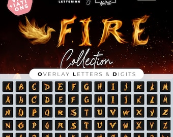 Fiery Alphabet Overlays: Flame Text Effects (PNG & JPEG)