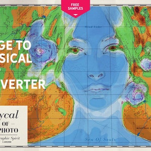 Convertisseur d'image en carte physique pour Adobe Photoshop - Texture de carte du monde, relief de carte, effet de carte, Map Maker, couleurs de carte, modèle, action.