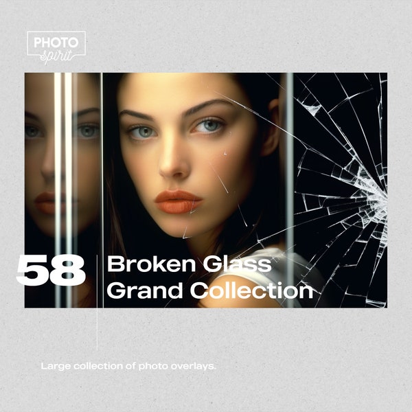 Broken Glass Grand Collection Effects Photo Overlays: Realistic Shattered and Cracked Textures