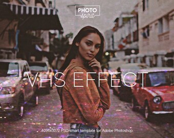 VHS Glitch Effect: Photoshop Photo Template (Digital)