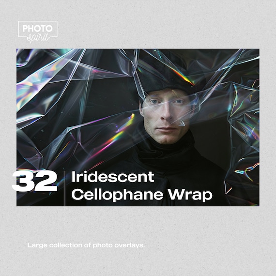 Iridescent Cellophane Wrap Effects – Colorful & Shimmery Photo Overlay, Adobe Photoshop Actions, Style, Photo Design