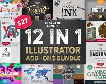 Illustrator Add-ons Bundle: Vector Styles, Actions, Effects