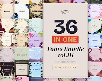 Fonts Bundle III 36 Display Fonts for Branding Editorial Design Posters Packaging Gaming and Creative Projects