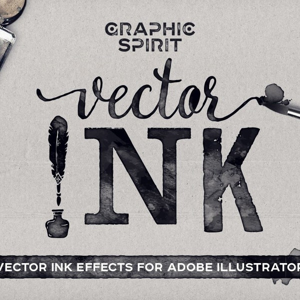 VECTOR Ink Effects For Ai: ¡efecto de mancha de tinta vectorial realista para Adobe Illustrator! Estilo de capa + acciones de expansión, estilo de tinta, efecto realista