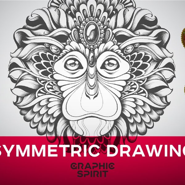 Symmetric Drawing Adobe Illustrator Templates - Symmetric Pattern, Mirror Effect, Reflection, Pattern Generator, Mandala, Kaleidoscope Maker