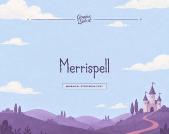 Merrispell Whimsical Storybook Display Font for children's books, invitations, journals, fantasy packaging
