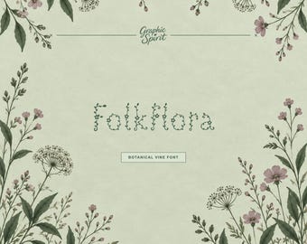 FolkFlora Botanical Vine Display Font for perfume branding, invitations, stationery, beauty packaging