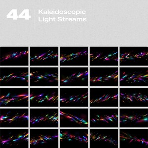 May include: A collection of 20 digital images featuring kaleidoscopic light streams in various colors and patterns. The images are arranged in a grid of 5 rows and 4 columns.