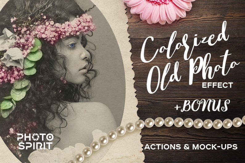 Download Vintage Old Colorized Photo Effect Photoshop Actions & Mockup | Etsy