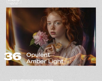 Opulent Amber Light Photo Overlays: 36 Effects (Digital Download)