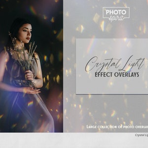 Crystal Light Effect Overlays for Photoshop - for photo design, color, light leaks, flares, rainbow glow, hipster, with action, art, style.