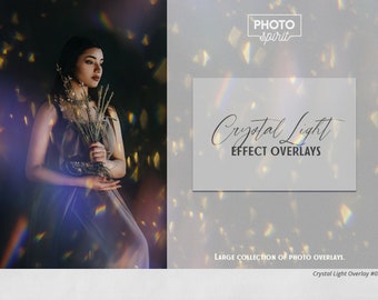 Superposiciones de efecto de luz cristalina para Photoshop: Destellos de arcoíris (JPG, ATN, PDF)
