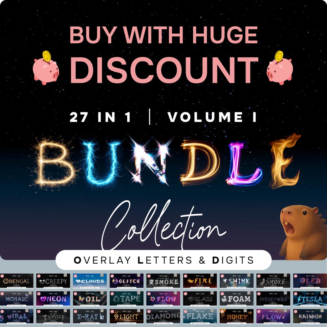 Overlays Using Letters Letters Overlays Sample Pack: 27 Font Alphabets (JPEG Digital Download ...