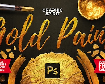 ゴールドペイントエフェクトツールキット：Photoshopスタイル、ブラシ、アクション