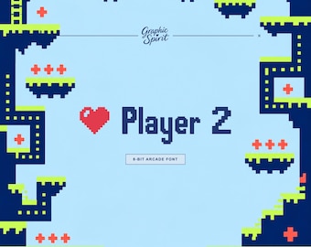 Player 2 8-Bit Arcade Display Font for games, streaming graphics, posters, merchandise