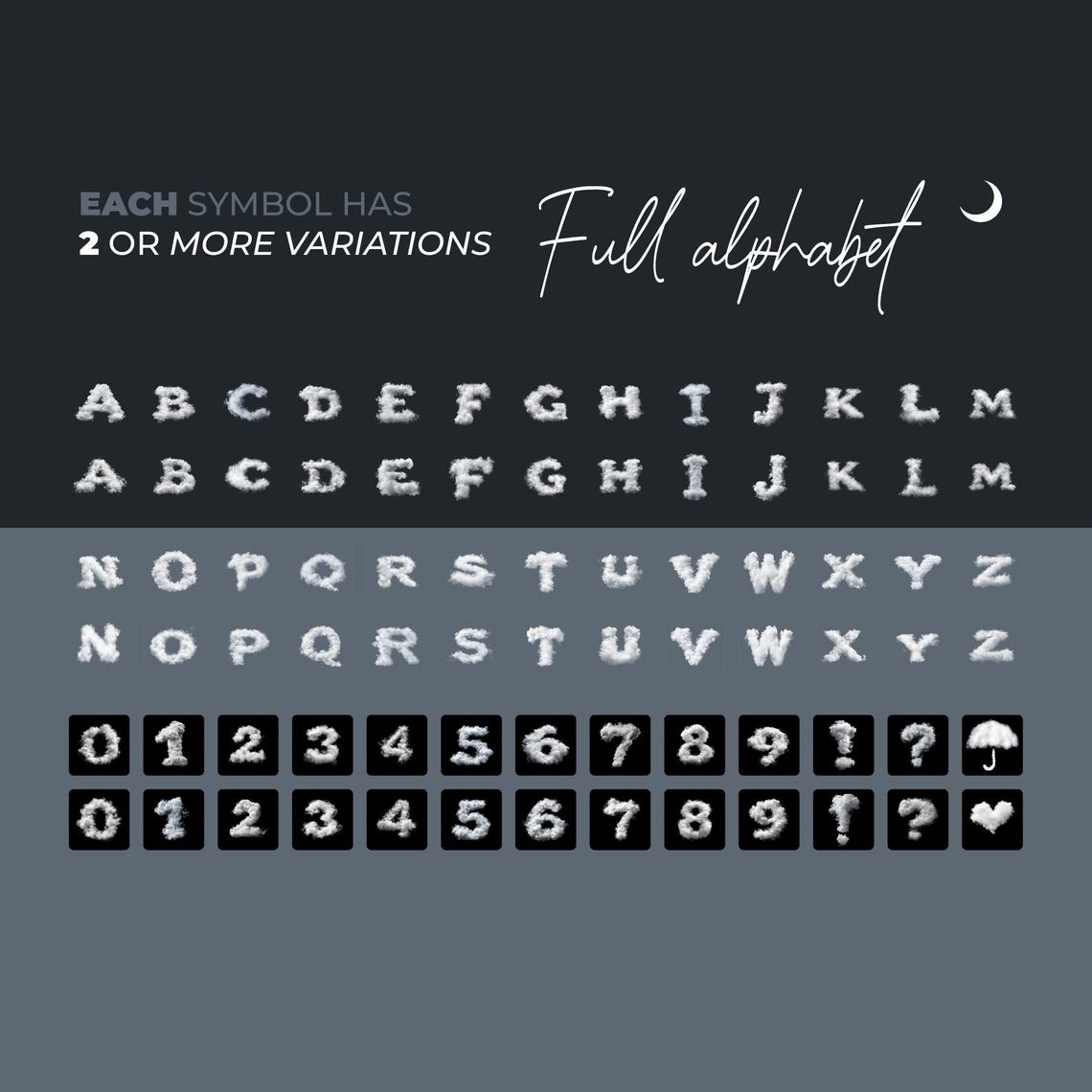 Overlays Using Letters Cumulus Clouds Alphabet Overlays: Ethereal PNG & JPEG Letters - Etsy
