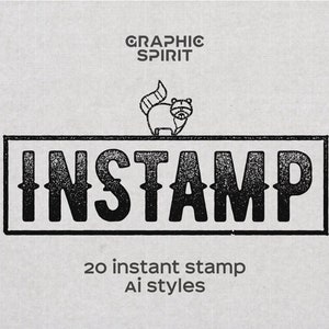 INSTAMP Instant Stamp Adobe Illustrator-stijlen: grafische stijl met typografische effecten en inktstructuren, vectoreffecten, Illustrator-acties