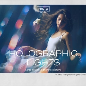 Holographic Lights + Dust Textures Photo Overlay Effect Adobe Photoshop Actions, Aesthetic Light Effects, Colorful Light Leaks, Vintage