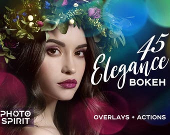 Elegance Bokeh Overlays Photoshop-Aktionen – Paket mit Elegance-Overlays in JPG mit schnellen Aktionen, Fotosammlung und Texturpaket-Download