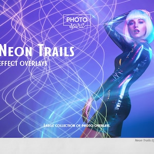 Neonspår fotoöverlägg: Glödeffekter för Photoshop