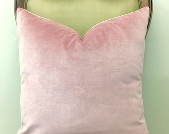 light pink velvet pillow