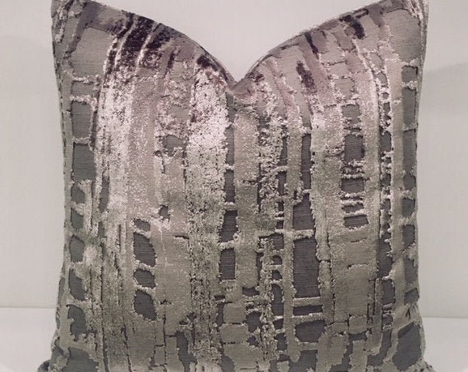 Luxury Burnt Gray Velvet Pillow Cover, Pillow, Grey Velvet Pillow