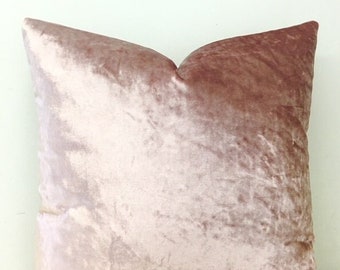 Blush Pink Velvet Pillow Cover, Pink Pillows, Velvet Throw Pillow, Decorative Pillow, Pink Velvet Cushion Case, 18X18 20X20 Pink Pillows