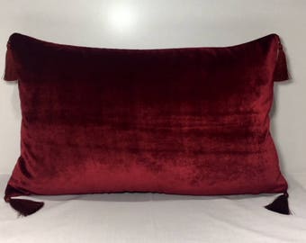 Deep Red Velvet Wine red cushion red Decorative Pillow Cover Deep Red Velvet