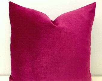 Dark Orange Velvet Pillow Cover Orange Deep Fuchsia Pillow Cover Pink Pillows