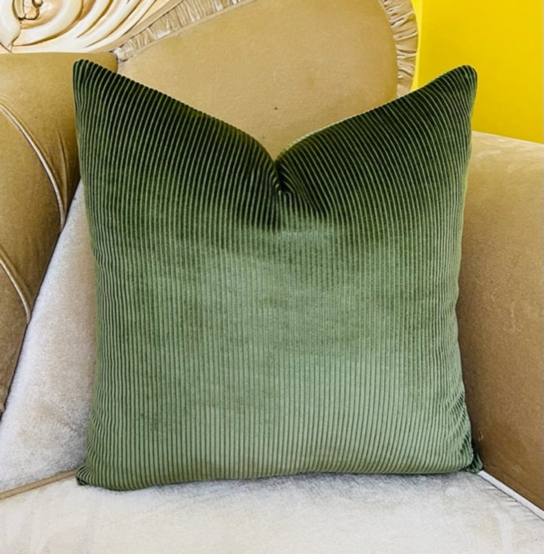 Luxury Leaf Green Velvet Pillow Cover, Green Pillows, Green Velvet