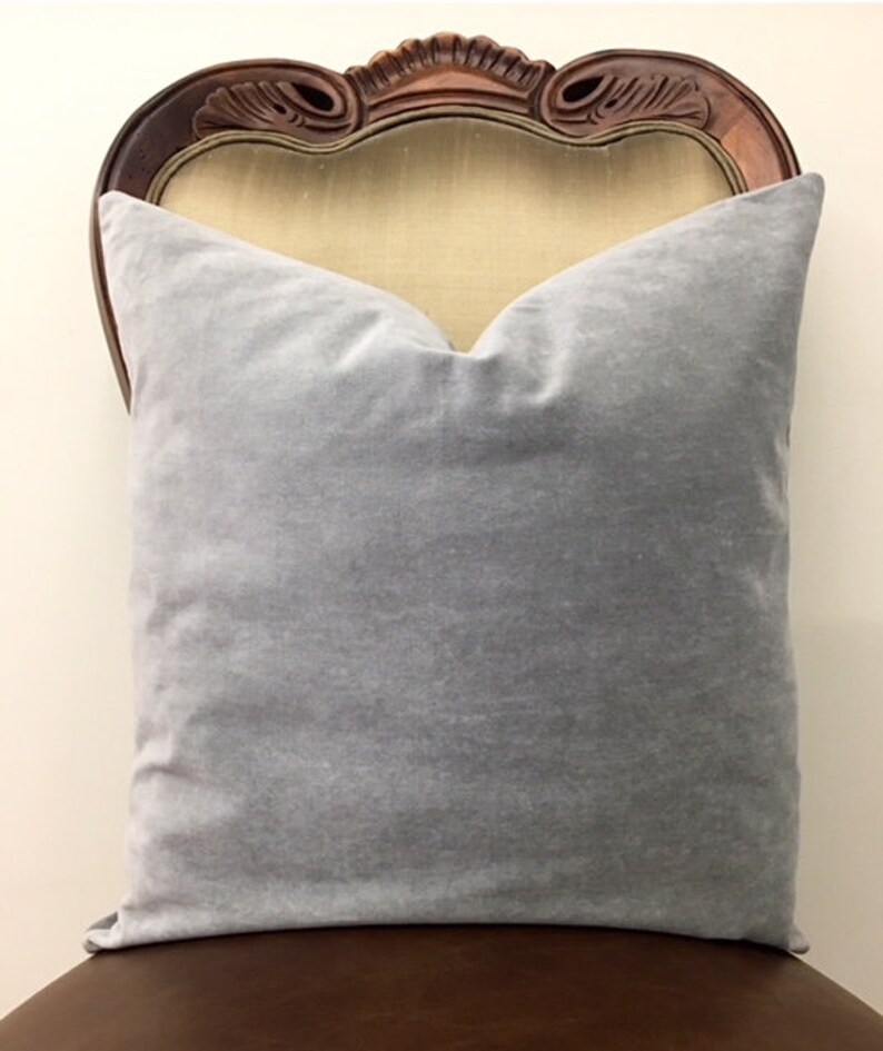 Grey Cotton Velvet Pillow Cover Velvet Pillow Gray Pillows Etsy