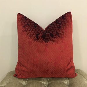 Pale Red Patterned Velvet Pillow Cover, Luxury Throw Pillow Case, Decorative Pillow Red, Velvet Cushion Cover, Custom Made, All Size 20X20