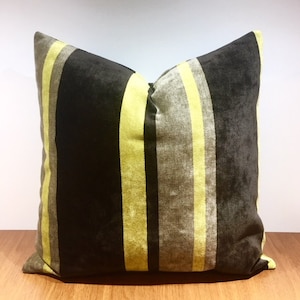 Brown Velvet Pillow Cover, Accent Pillows, Throw Pillow Case, Striped Decorative Pillows, Couch Cushion Case, Euro Pillow Sham, Custom Made