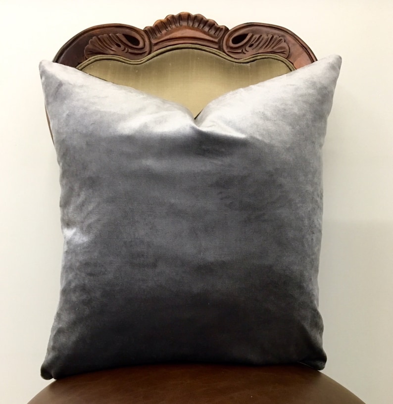 Grey Velvet Throw Pillows Velvet Pillow Grey Pillows Etsy
