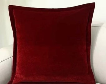 Luxury Red Flange Edge Pillow, Red Velvet Pillow Cover, Throw Pillow Cover, Decorative Pillow Cover, Velvet Cushion Case, All Sizes Pillows