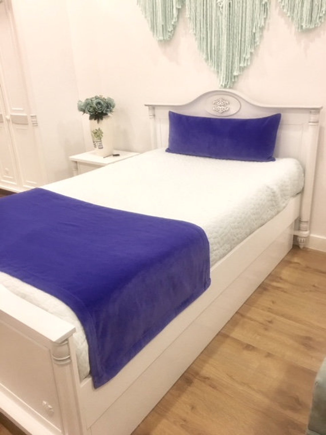 Luxury Cornflower Blue Velvet Pillow Cover Lumbar Pillow Etsy