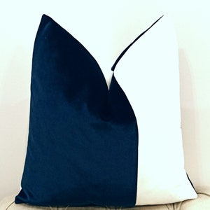 Navy Blue Velvet Pillow Cover, White Pillows,  Velvet Pillow, Decorative Throw Pillow Covers, Custom Made Pillows, Blue Pillow Cover 18X18