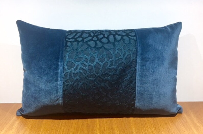 Luxury Smokey Blue Velvet Throw Pillow Designer Pillows by FeniasHomeDecor on Etsy