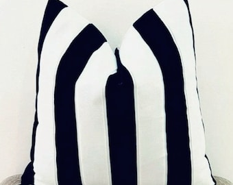 Black and White Striped Velvet Pillow Cover: Modern Throw Cushion